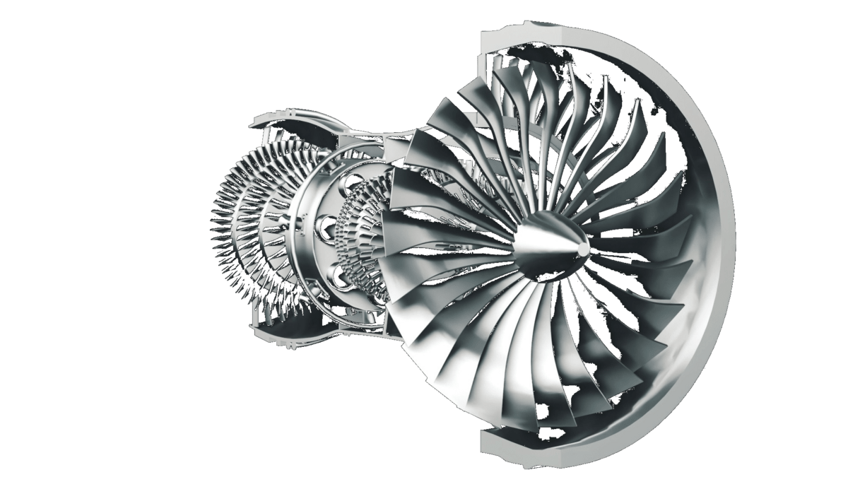 Turbofan engine cutaway modelled in TurboCAD