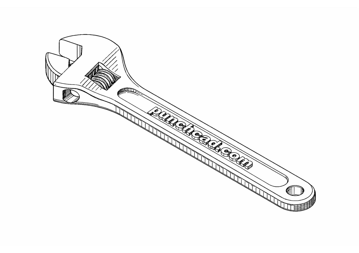 PunchCAD wrench rendered in a patent drawing style