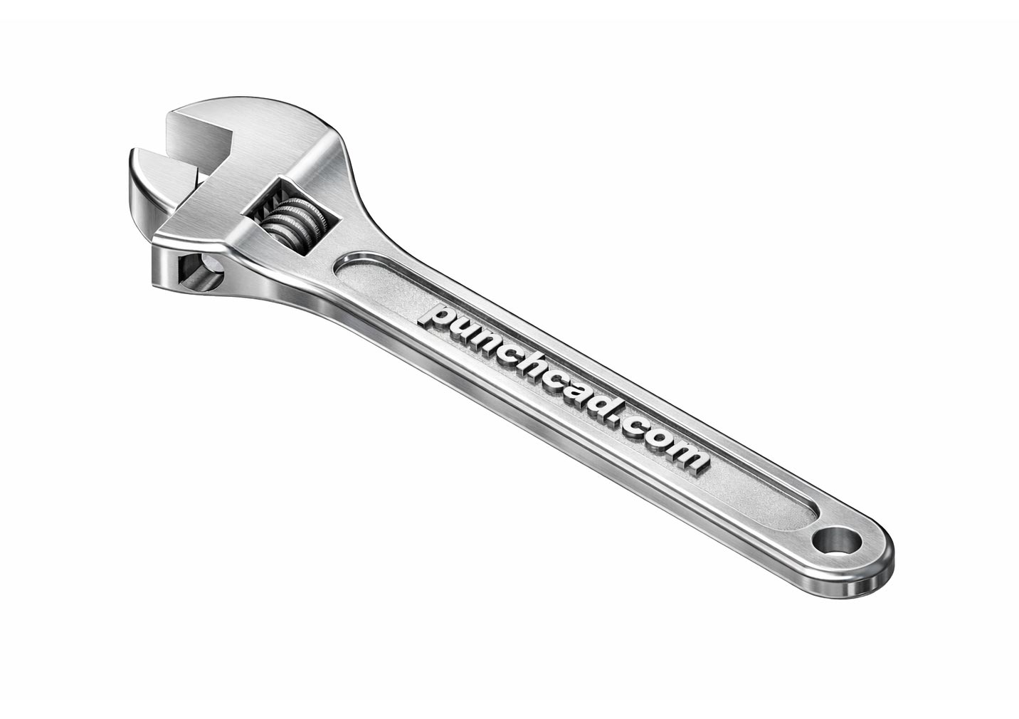PunchCAD wrench rendered in a photorealistic style